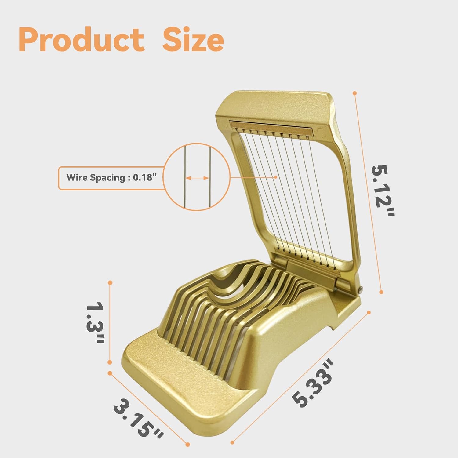 Egg Slicer for Hard Boiled Eggs Heavy Duty, Egg Cutter for Soft Fruit Food Mushroom Gold V1258-DP02-B-1416