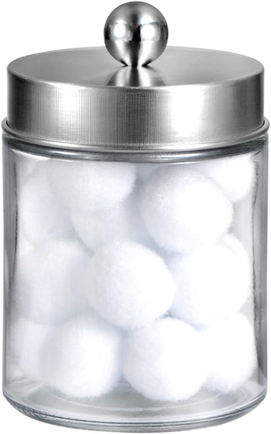 Apothecary Jars Bathroom Vanity Organizer -Countertop Canister Jar with Storage Lid - Qtip Dispenser Holder V1258-DP02-B-1419