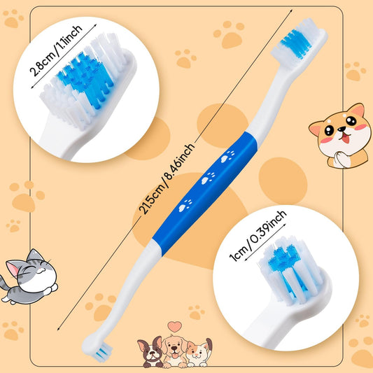 Petluno Pet Toothbrush for Dogs, Cats, Double Headed with Soft Bristles, Easy Teeth Cleaning, Non Slip Dog V1258-DP02-B-1421