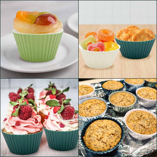 24 Pack Silicone Baking Cups Reusable Muffin Liners Non-Stick Cup Cake Molds Set Cupcake Liner Standard Size V1258-DP02-B-1424