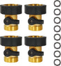 Garden Hose Shut Off Valve, 4 Pack 3/4 Inch Heavy Duty Solid Brass Garden Hose Connector, Water Shut Off V1258-DP02-B-143