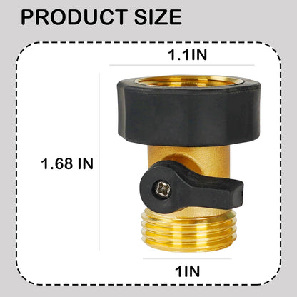 Garden Hose Shut Off Valve, 4 Pack 3/4 Inch Heavy Duty Solid Brass Garden Hose Connector, Water Shut Off V1258-DP02-B-143