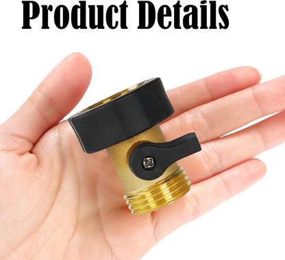 Garden Hose Shut Off Valve, 4 Pack 3/4 Inch Heavy Duty Solid Brass Garden Hose Connector, Water Shut Off V1258-DP02-B-143