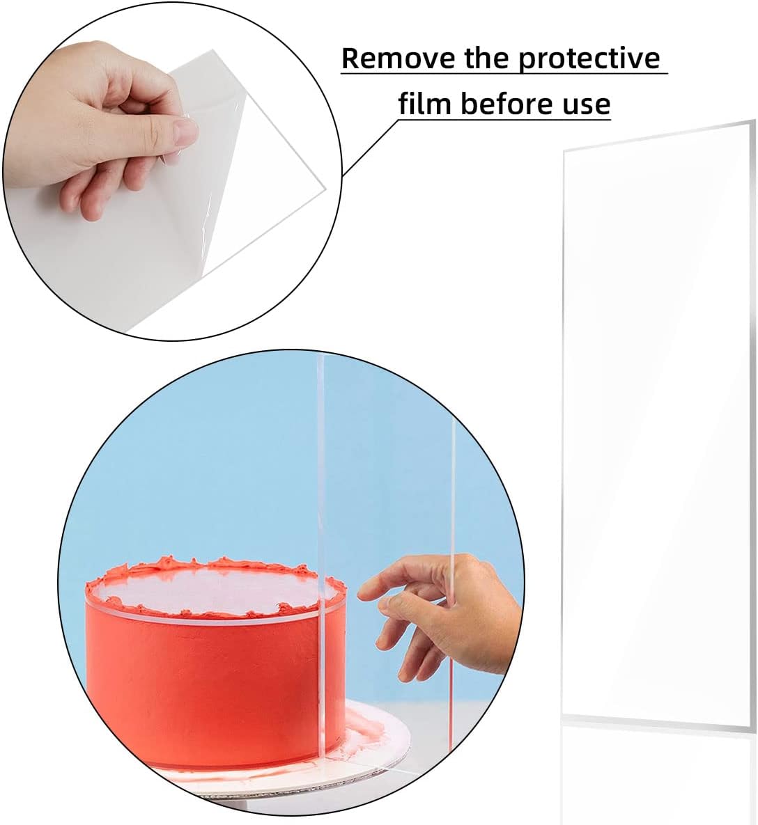 4 Pieces Large Clear Acrylic Cake Scraper Set Cakes Smoother Stripes Edge Contour Comb for DIY Icing Frosting V1258-DP02-B-1435