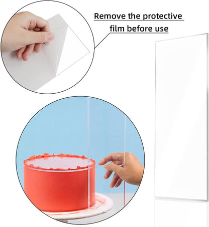 4 Pieces Large Clear Acrylic Cake Scraper Set Cakes Smoother Stripes Edge Contour Comb for DIY Icing Frosting V1258-DP02-B-1435