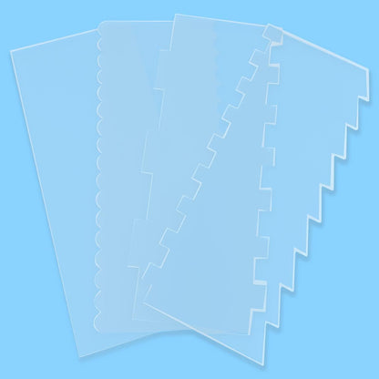 4 Pieces Large Clear Acrylic Cake Scraper Set Cakes Smoother Stripes Edge Contour Comb for DIY Icing Frosting V1258-DP02-B-1435