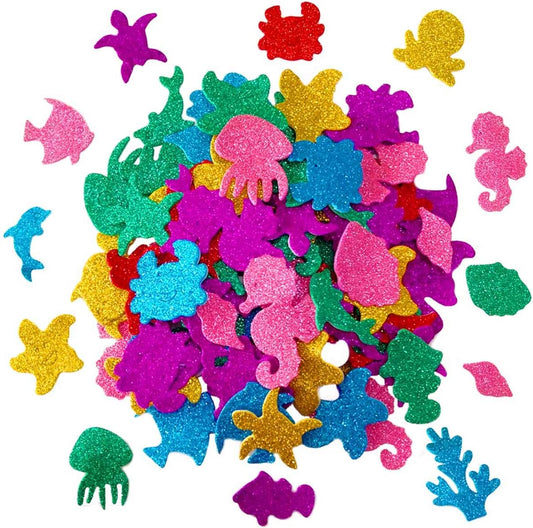 Petluno Glitter Colorful Sea Animals Shapes Foam Stickers Self Adhesive Craft Supplies for Greeting Cards DIY V1258-DP02-B-1444