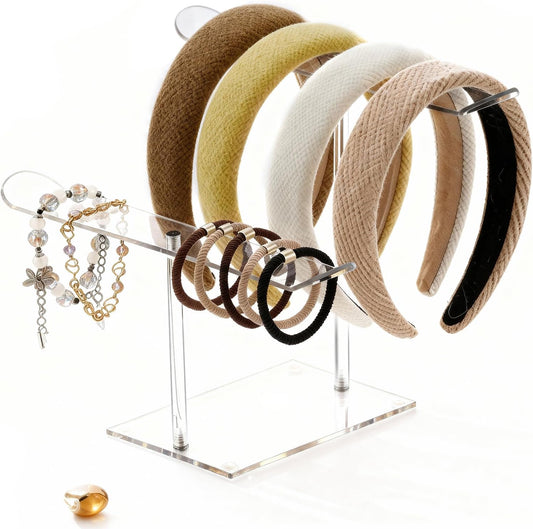 Petluno Double-Tier Clear Acrylic Headband Holder Stand - Elegant Display for 20+ Hair Bands, Accessories V1258-DP02-B-1460
