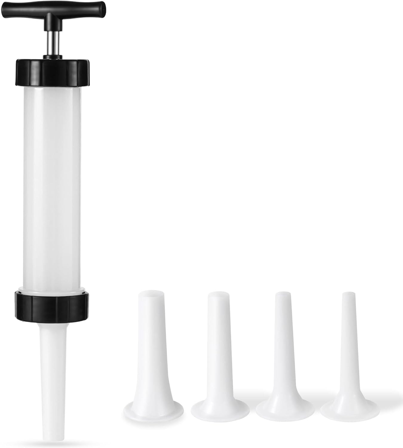 Manual Sausage Stuffer, Black, BPA-Free, Handheld with 4 Stuffing Tubes, for Hot Dogs and Bratwurst V1258-DP02-B-1461