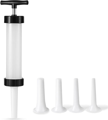 Manual Sausage Stuffer, Black, BPA-Free, Handheld with 4 Stuffing Tubes, for Hot Dogs and Bratwurst V1258-DP02-B-1461