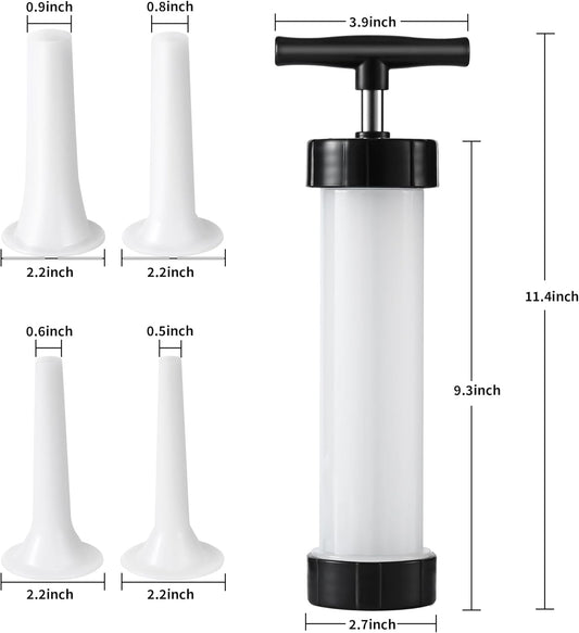 Manual Sausage Stuffer, Black, BPA-Free, Handheld with 4 Stuffing Tubes, for Hot Dogs and Bratwurst V1258-DP02-B-1461