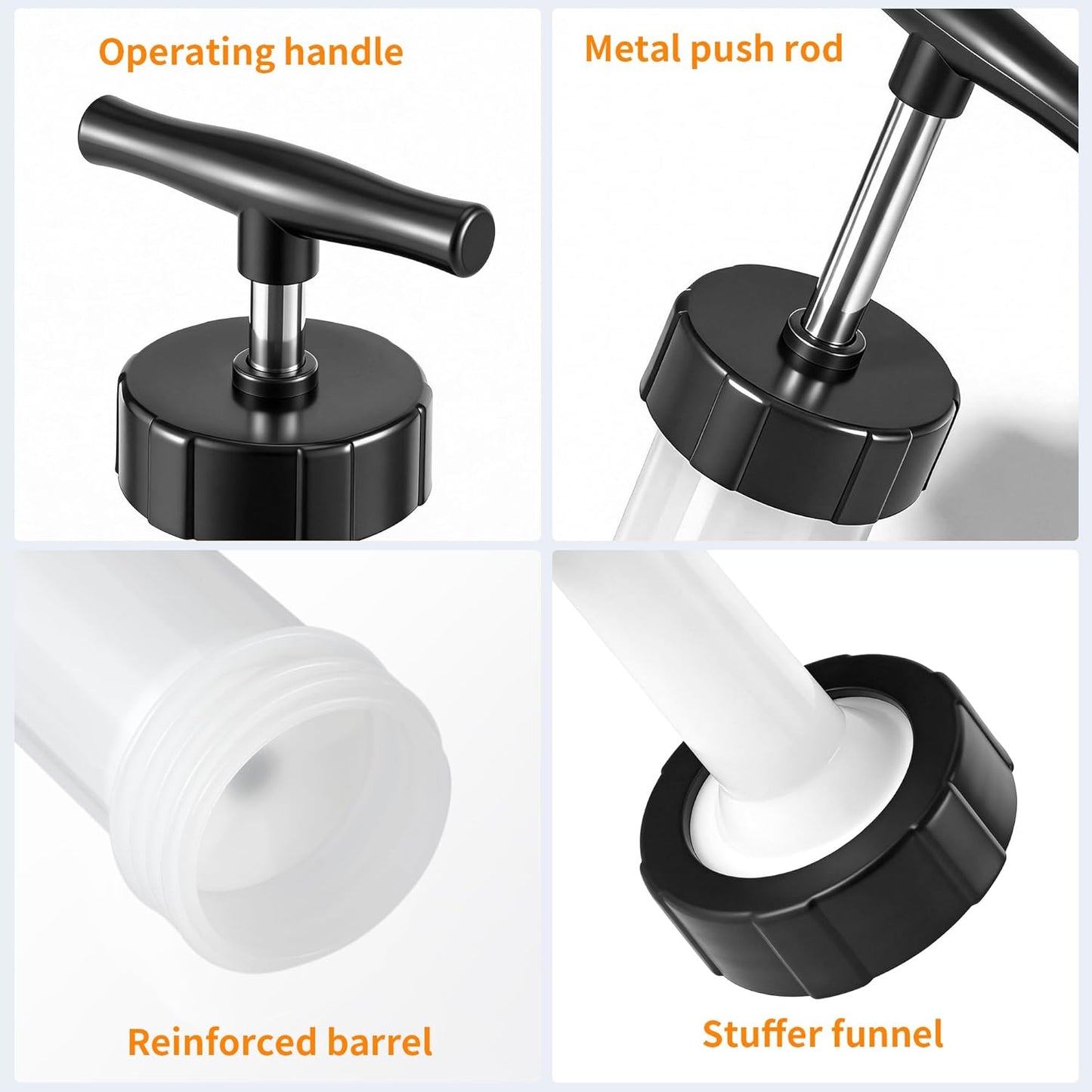 Manual Sausage Stuffer, Black, BPA-Free, Handheld with 4 Stuffing Tubes, for Hot Dogs and Bratwurst V1258-DP02-B-1461