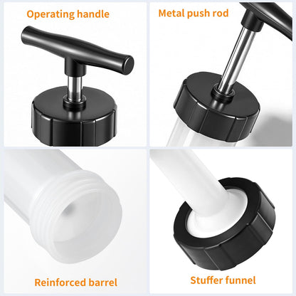 Manual Sausage Stuffer, Black, BPA-Free, Handheld with 4 Stuffing Tubes, for Hot Dogs and Bratwurst V1258-DP02-B-1461