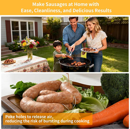Manual Sausage Stuffer, Black, BPA-Free, Handheld with 4 Stuffing Tubes, for Hot Dogs and Bratwurst V1258-DP02-B-1461