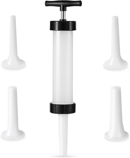 Manual Sausage Stuffer, Black, BPA-Free, Handheld with 4 Stuffing Tubes, for Hot Dogs and Bratwurst V1258-DP02-B-1461