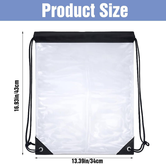 2 Pcs Clear Backpack for Stadium Events, Waterproof PVC Drawstring See Through Bag for Men and Women, Ideal V1258-DP02-B-1464