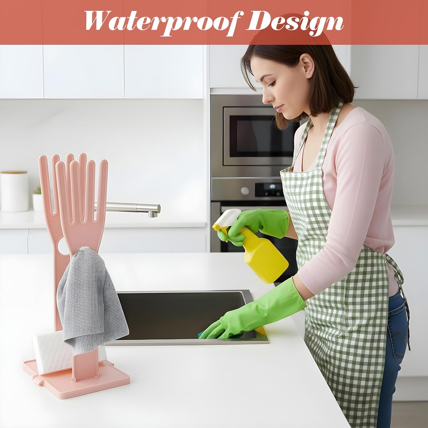 2 Pcs Kitchen Glove Holder, Kitchen Glove Stand Holder Plastic Glover Drying Dryer Rack V1258-DP02-B-1468