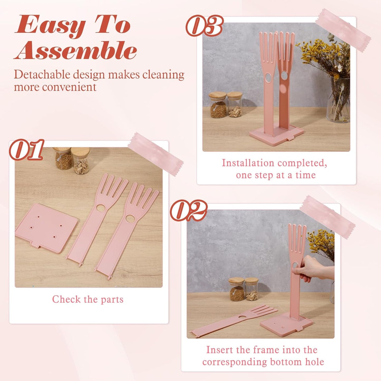 2 Pcs Kitchen Glove Holder, Kitchen Glove Stand Holder Plastic Glover Drying Dryer Rack V1258-DP02-B-1468