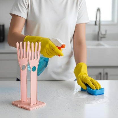 2 Pcs Kitchen Glove Holder, Kitchen Glove Stand Holder Plastic Glover Drying Dryer Rack V1258-DP02-B-1468