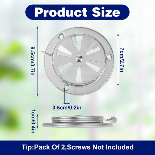 2 PCS BBQ Grill Smoker Air Vent Set, Adjustable Stainless Steel Grill Vent Damper for Controlling Airflow, V1258-DP02-B-1470