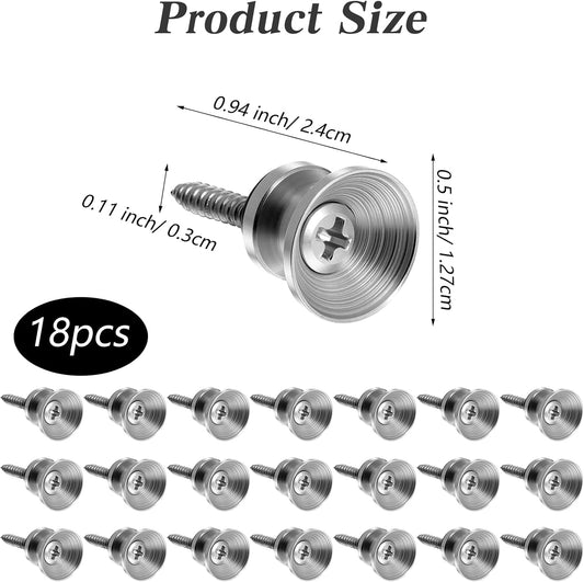 Xindojuz 18 PCS Guitar Strap Button, Metal Guitar Strap Peg Buttons Locks End Pins with Mounting Screws, Anti V1258-DP02-B-1474