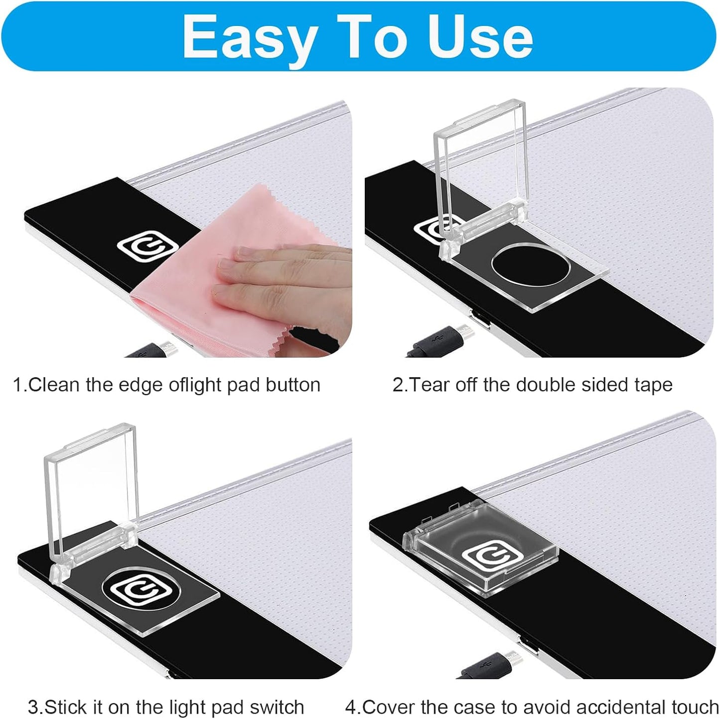 2 PCS Self-Adhesive Light Switch Cover Diamond Art Accessories, Power Pad Button Cover Clear Touch Push Start V1258-DP02-B-1477