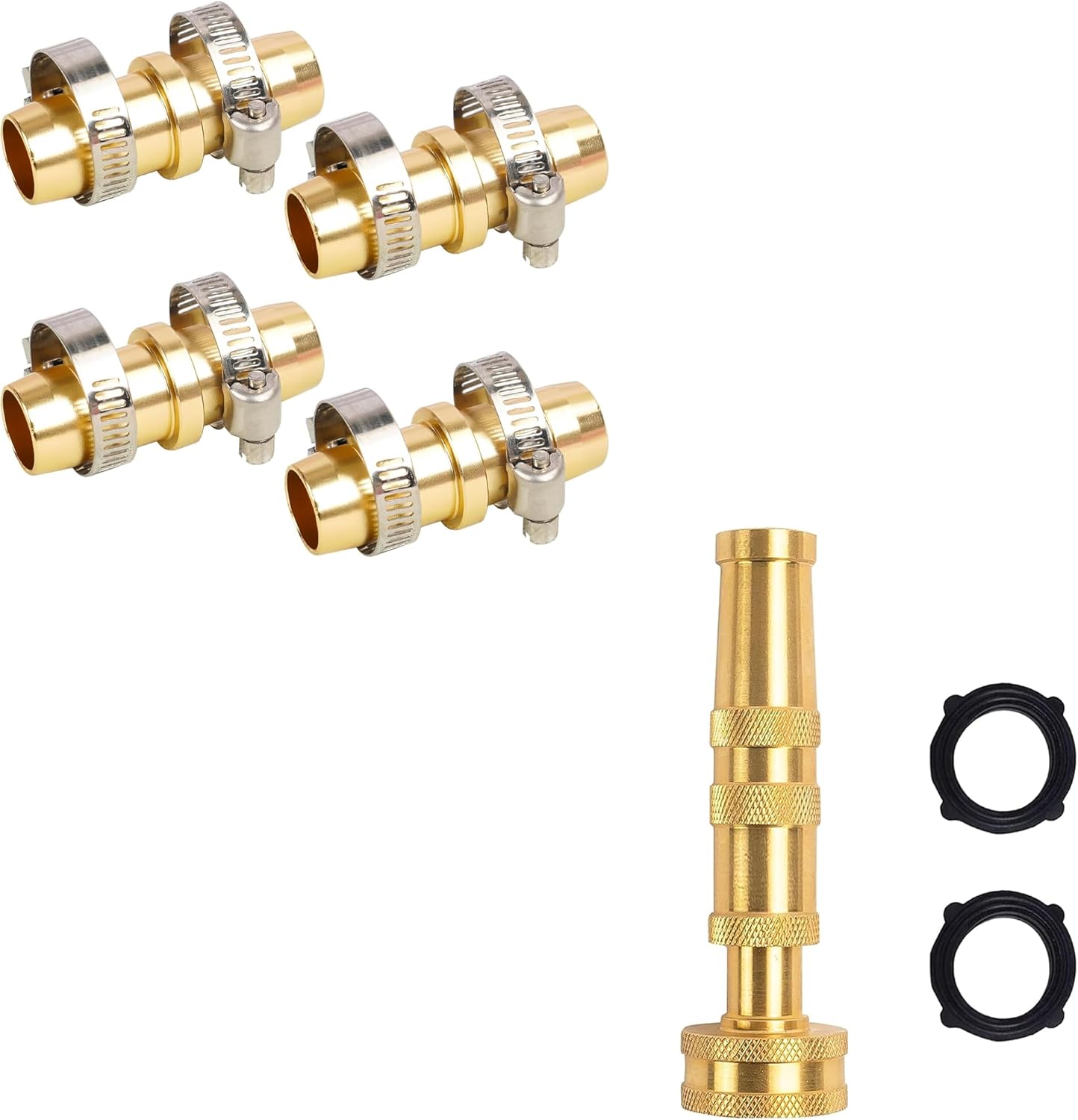 Garden Hose Repair Kit + Adjustable Twist Hose Nozzle V1258-DP02-B-148