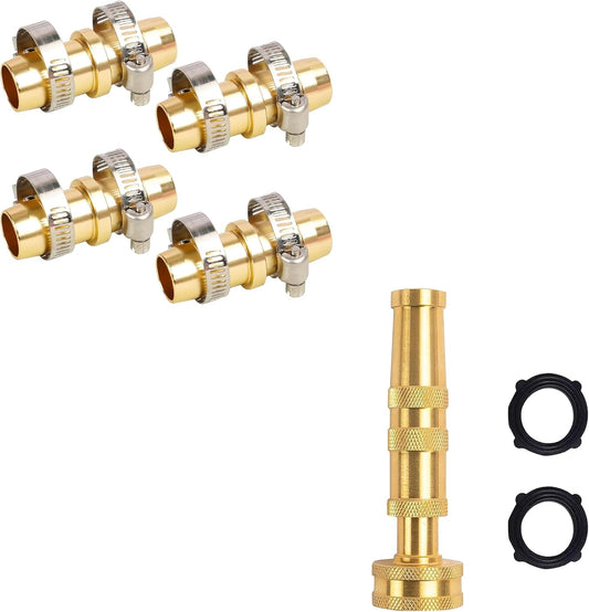 Garden Hose Repair Kit + Adjustable Twist Hose Nozzle V1258-DP02-B-148