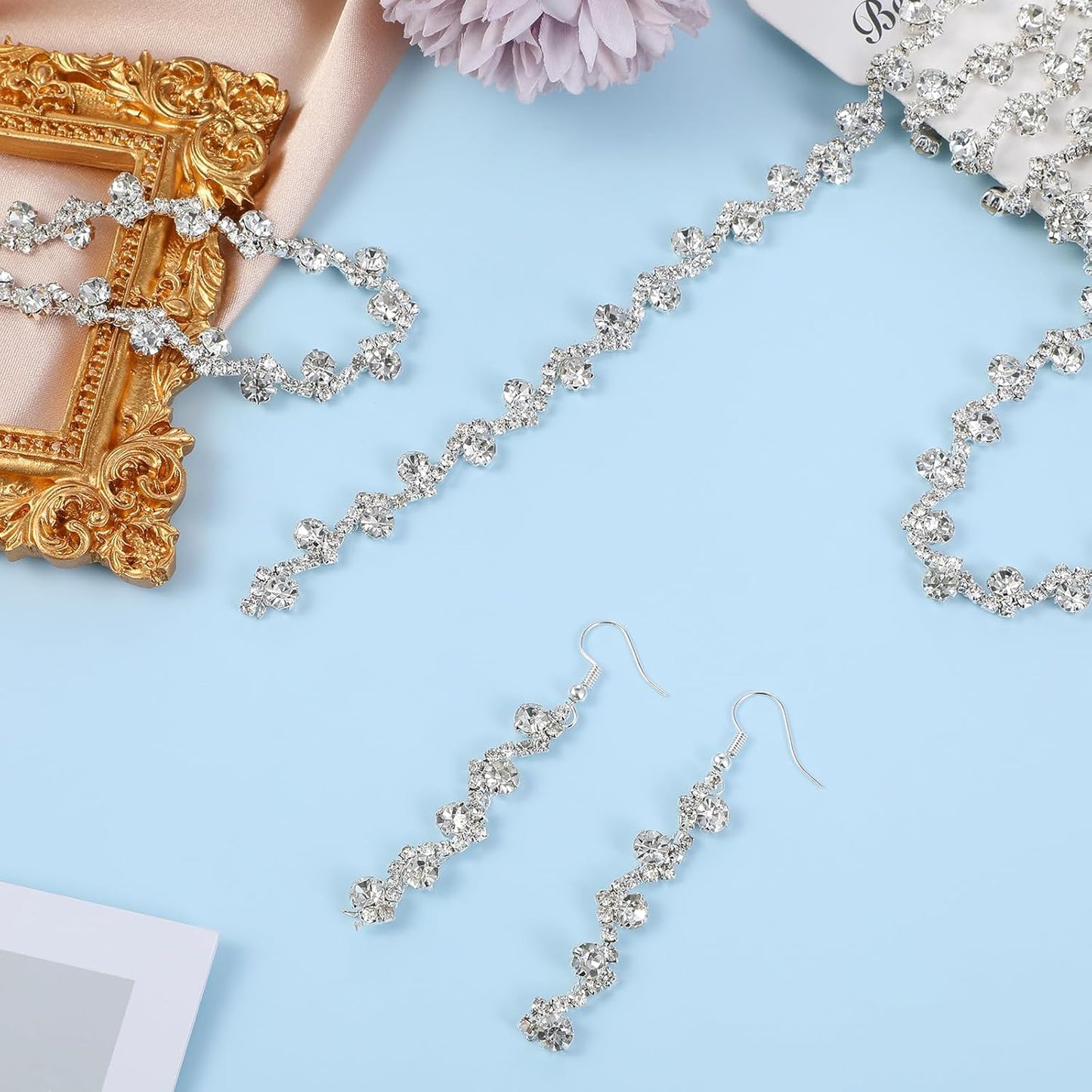 2 Yard Rhinestone String Silver Rhinestone Strings by The Yard Rope Crystal Applique Strips String for Crafts V1258-DP02-B-1480