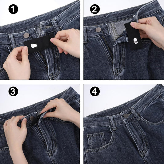 Xinjoduz 8 pcs Black Hook Waist Band Extenders, Pants Waist Extenders with Metal Hook Adjustable Waistband V1258-DP02-B-1482