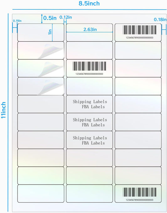 STARLIBOO Transparent Stickers Labels -1" x 2-5/8" Clear Address Labels Mailing Stickers for Laser/Inkjet V1258-DP02-B-1487