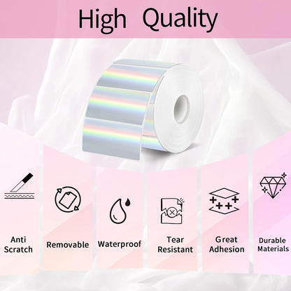 2x1 Inch Holographic Thermal Labels, Silver Glitter Thermal Printer Stickers, Waterproof Self-Adhesive V1258-DP02-B-1490