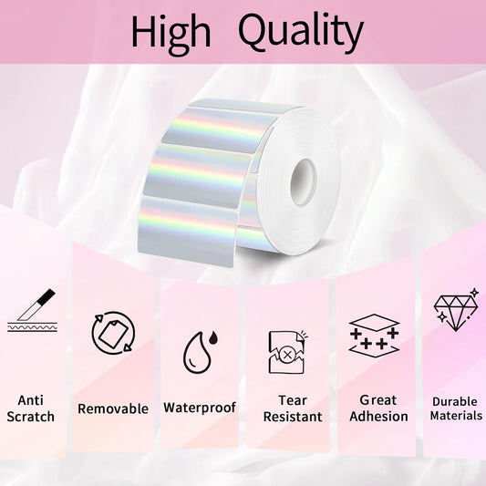 2x1 Inch Holographic Thermal Labels, Silver Glitter Thermal Printer Stickers, Waterproof Self-Adhesive V1258-DP02-B-1490