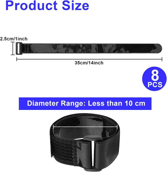 Cinch Straps with Anti-Slip Silicone Strips, 1 x 14" Hook & Loop Fastening Cable Strap Heavy Duty V1258-DP02-B-1495
