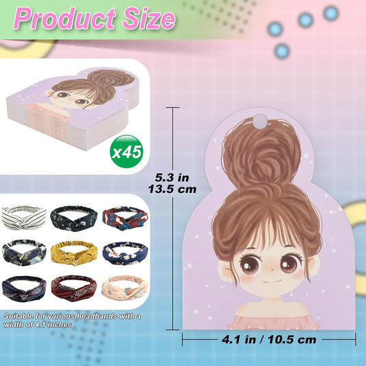 Homakover 45 Pcs Headband Display Cards, Headband Holder for Selling, Hair Bands Organizer Stand White V1258-DP02-B-1496