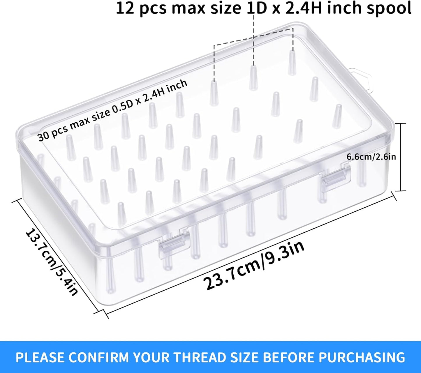 Homakover 42 Spools Sewing Thread Box Storage, Clear Plastic Thread Spools Holder, Embroidery Organizer V1258-DP02-B-1499