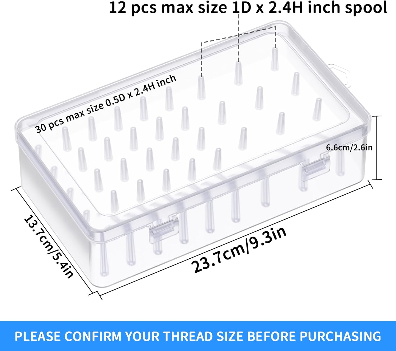 Homakover 42 Spools Sewing Thread Box Storage, Clear Plastic Thread Spools Holder, Embroidery Organizer V1258-DP02-B-1499