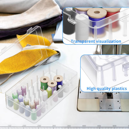 Homakover 42 Spools Sewing Thread Box Storage, Clear Plastic Thread Spools Holder, Embroidery Organizer V1258-DP02-B-1499