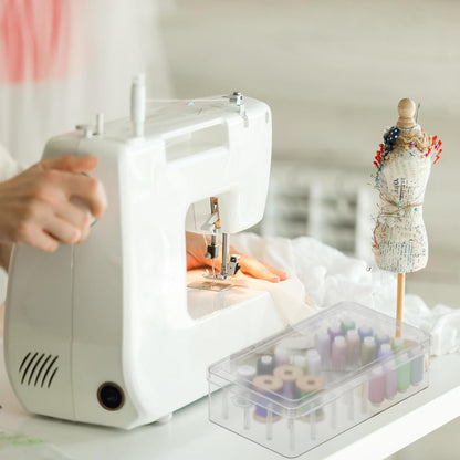 Homakover 42 Spools Sewing Thread Box Storage, Clear Plastic Thread Spools Holder, Embroidery Organizer V1258-DP02-B-1499