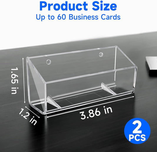 Acrylic Business Card Holder, 2 Pack Wall Mount Name Card Holder, Office Calling Cards Display Holder Stand, V1258-DP02-B-1503
