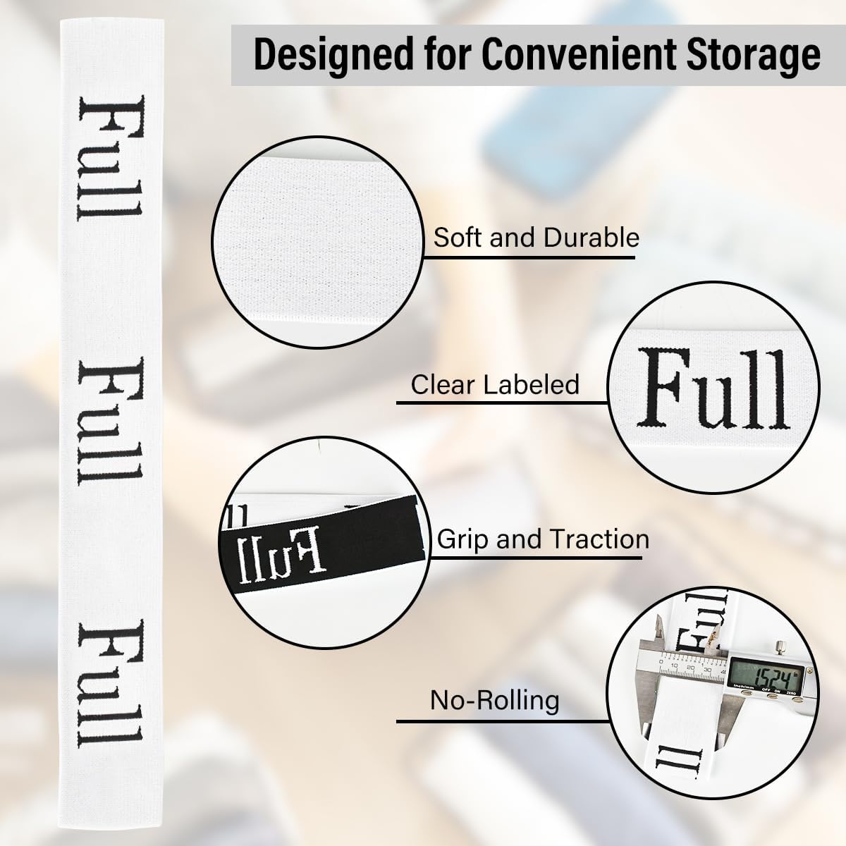 CONLI 8 Pack Bed Sheet Organizer Straps Sheet Organizer Bands for Closet,Storage Label Bands,Flexible Elastic V1258-DP02-B-1507