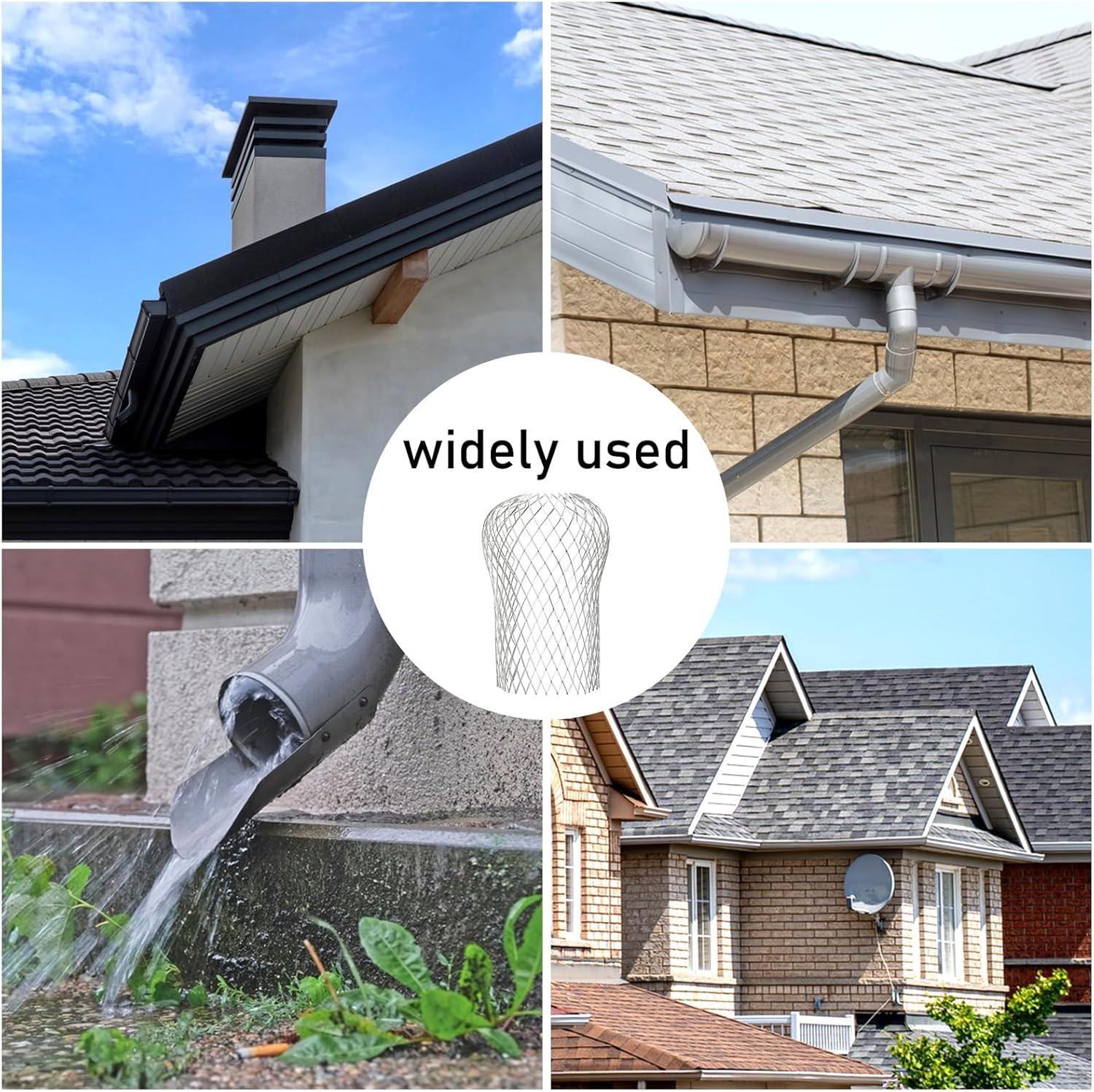 CONLI 8 Pack Gutter Guard, 3.5 Inch Expandable Aluminum Downspout Filter, Leaf Guards for Gutters, Gutter V1258-DP02-B-1508