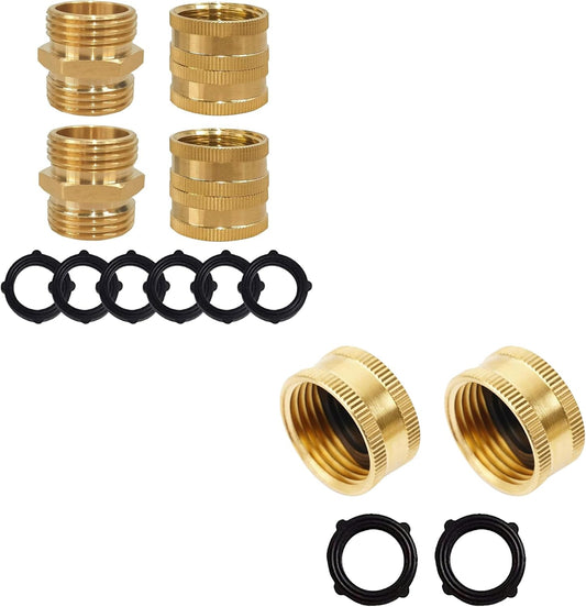 Garden Hose Adapter + Brass Garden Hose End Caps V1258-DP02-B-151