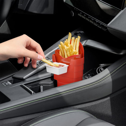French Fry Holder and Dip Sauce Holder Set for Car, Mini Sauce Holder for On-The-Go Snacking, Idea for Men V1258-DP02-B-1510