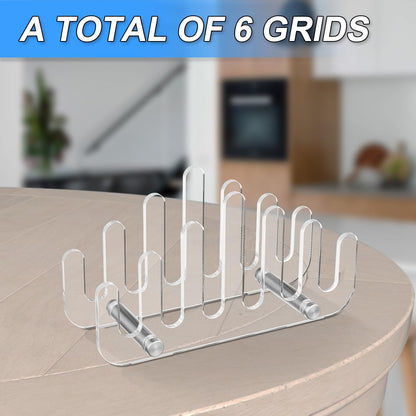 Clear Acrylic Coaster Holder, 6 Grids Anti Slip Coaster Organizer Perfect for Square or Round Coaster Sets, V1258-DP02-B-1512