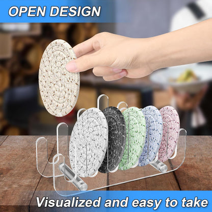 Clear Acrylic Coaster Holder, 6 Grids Anti Slip Coaster Organizer Perfect for Square or Round Coaster Sets, V1258-DP02-B-1512