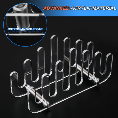 Clear Acrylic Coaster Holder, 6 Grids Anti Slip Coaster Organizer Perfect for Square or Round Coaster Sets, V1258-DP02-B-1512