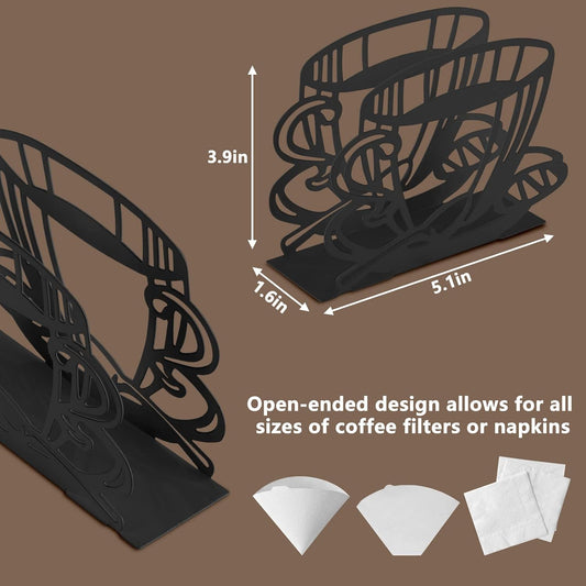 Metal Coffee Filter Stand - Holder & Rack for Coffee Filters, Paper Towels & Napkins - Vertical, Cone & V1258-DP02-B-1513