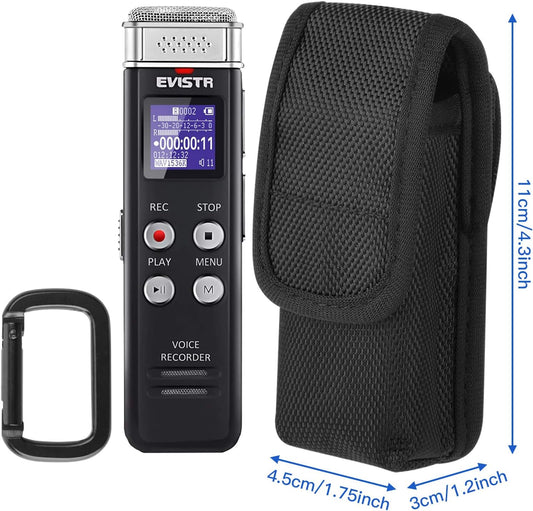 1680D Carrying Case for Digital Voice Recorders, Hard Bag with Carabiner for EVISTR 16GB, Sony ICD-UX570, V1258-DP02-B-1515