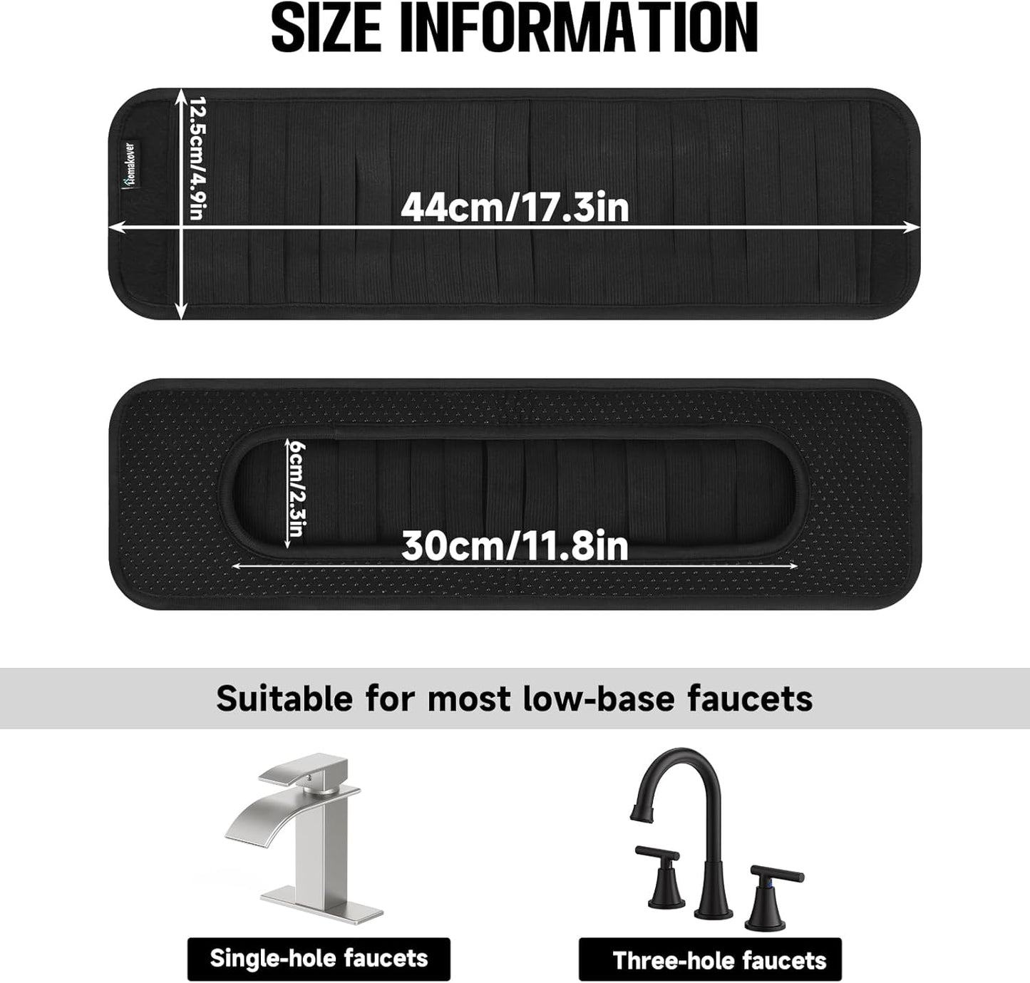 Faucet Mat for Bathroom Sink - Easy to Clean, Anti-Slip Splash Guard with Fast Drying Properties - Protective V1258-DP02-B-1517